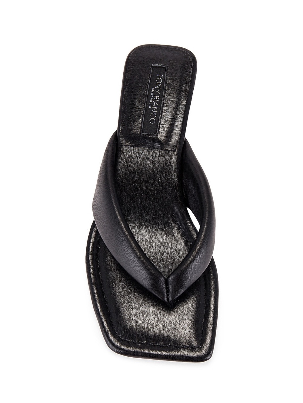 Revolve Tony Bianco Tropic Mule Black Square-Toe Thong Sandals 6 - Picture 3 of 5